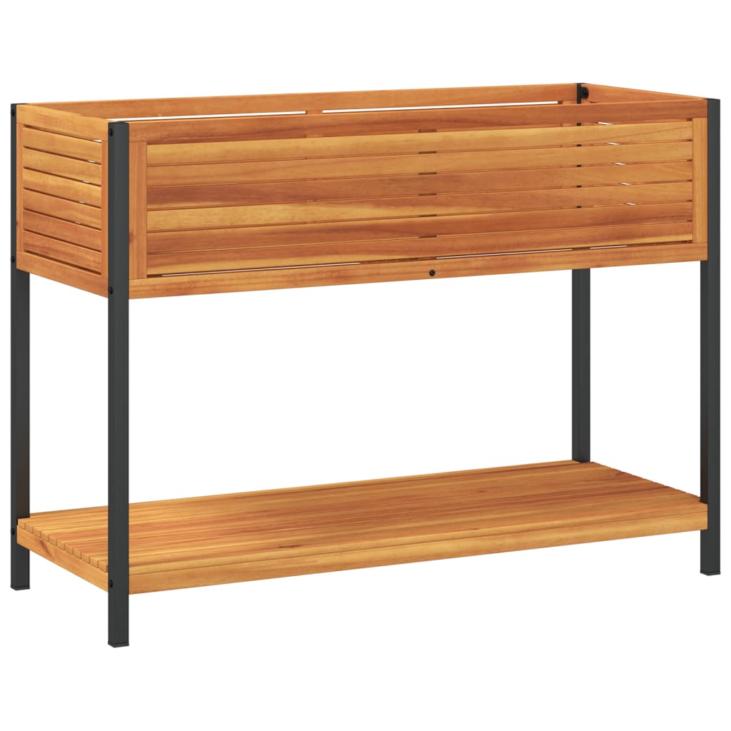 Fioriera con Ripiano 110x45x80 cm in Legno Acacia e Acciaio