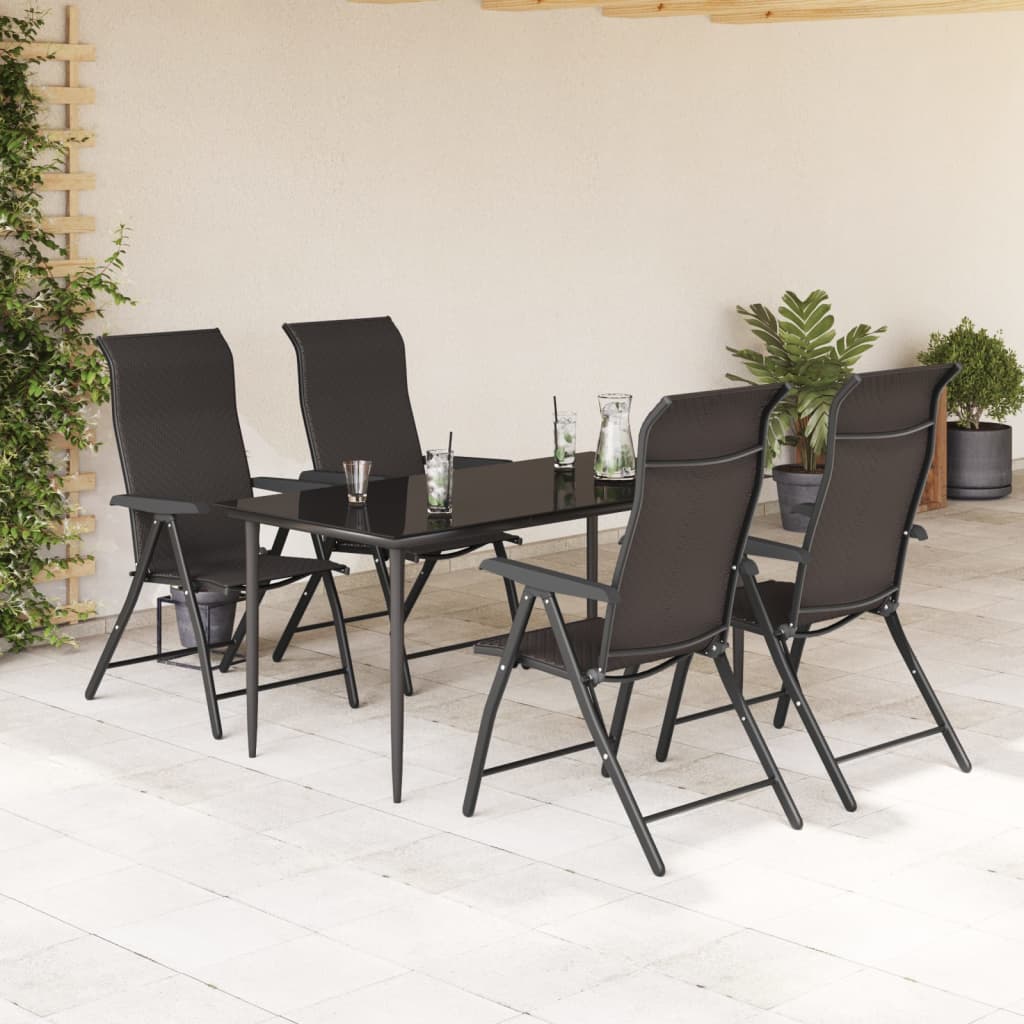 Sedie Pieghevoli da Giardino 4 pz Nere in Polyrattan 3270609