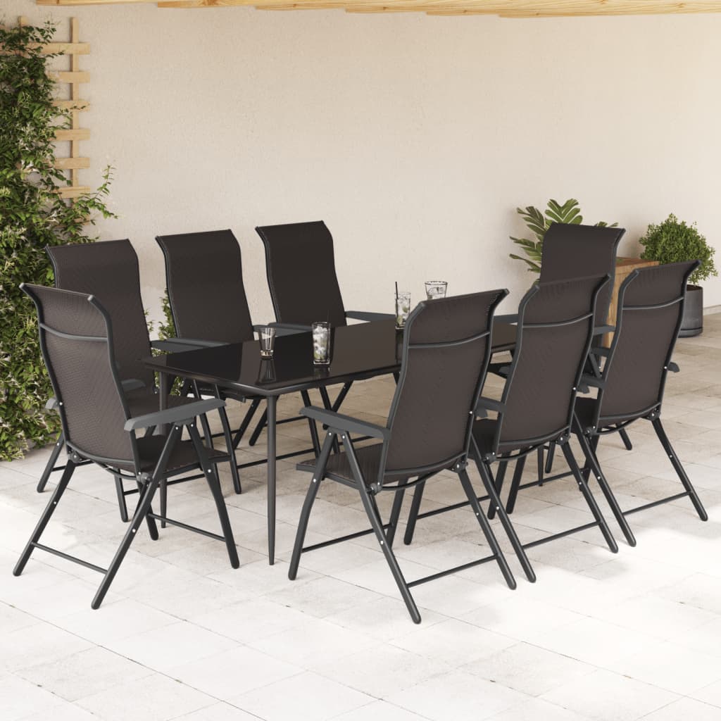 Sedie Pieghevoli da Giardino 8 pz Nere in Polyrattan 3270612