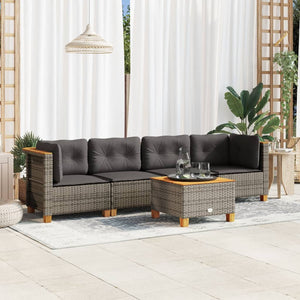Set Divano da Giardino 5 pz con Cuscini-Sofa da Giardino-Divanetto da esterno Grigio in Polyrattan 790521