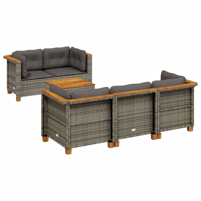 Set Divano da Giardino 6 pz con Cuscini Grigio in Polyrattan 3261732