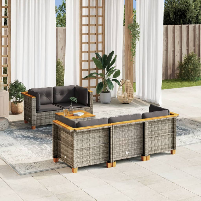 Set Divano da Giardino 6 pz con Cuscini Grigio in Polyrattan 3261732