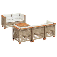 vidaXL Set Divano da Giardino 6 pz con Cuscini Beige in Polyrattan