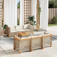 vidaXL Set Divani da Giardino 7 pz con Cuscini Beige in Polyrattan