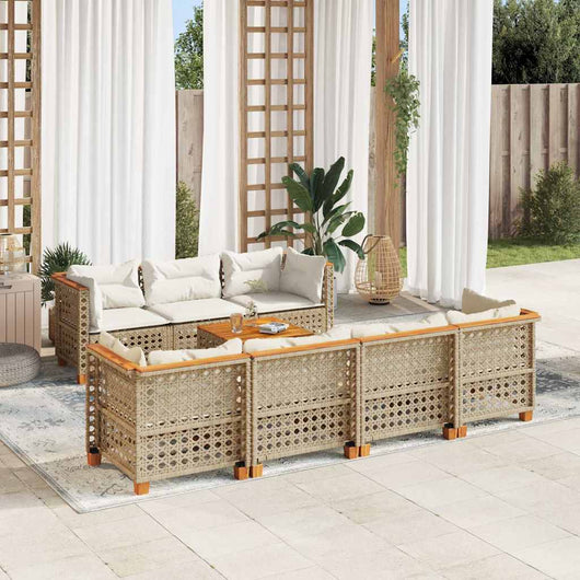 vidaXL Set Divano da Giardino 8 pz con Cuscini Beige in Polyrattan