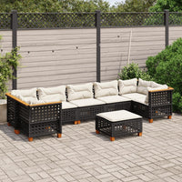 Set Divani da Giardino con Cuscini 8 pz Nero in Polyrattan