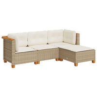 vidaXL Set Divano da Giardino 4 pz con Cuscini Beige in Polyrattan