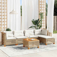 vidaXL Set Divano da Giardino 6 pz con Cuscini Beige in Polyrattan