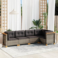 Set Divano da Giardino 5 pz con Cuscini-Sofa da Giardino-Divanetto da esterno Grigio in Polyrattan 126647