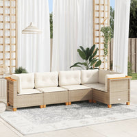 vidaXL Set Divano da Giardino 5 pz con Cuscini Beige in Polyrattan
