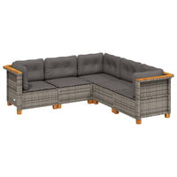 Set Divano da Giardino 5 pz con Cuscini-Sofa da Giardino-Divanetto da esterno Grigio in Polyrattan 338851