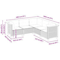 Set Divano da Giardino 5 pz con Cuscini-Sofa da Giardino-Divanetto da esterno Grigio in Polyrattan 338851