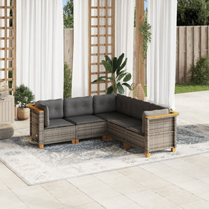 Set Divano da Giardino 5 pz con Cuscini-Sofa da Giardino-Divanetto da esterno Grigio in Polyrattan 338851