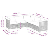 vidaXL Set Divano da Giardino 5 pz con Cuscini Beige in Polyrattan