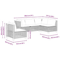 vidaXL Set Divano da Giardino 5 pz con Cuscini Beige in Polyrattan