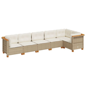 vidaXL Set Divano da Giardino 6 pz con Cuscini Beige in Polyrattan
