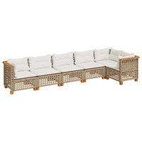 vidaXL Set Divano da Giardino 6 pz con Cuscini Beige in Polyrattan