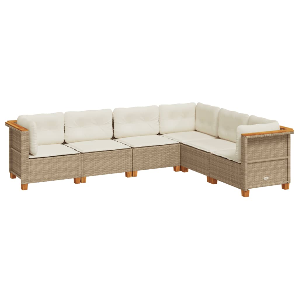 vidaXL Set Divano da Giardino 6 pz con Cuscini Beige in Polyrattan