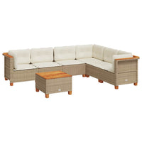 vidaXL Set Divani da Giardino 7 pz con Cuscini Beige in Polyrattan