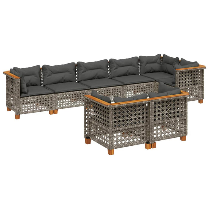 Set Divano da Giardino 8 pz con Cuscini Grigio in Polyrattan 3261891