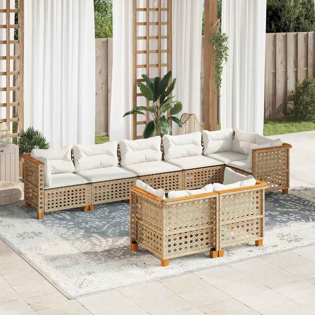 vidaXL Set Divano da Giardino 8 pz con Cuscini Beige in Polyrattan