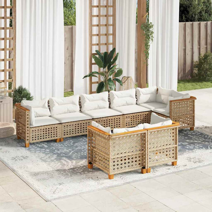 vidaXL Set Divano da Giardino 8 pz con Cuscini Beige in Polyrattan