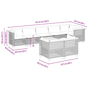 Set Divano da Giardino 9 pz con Cuscini Grigio in Polyrattan