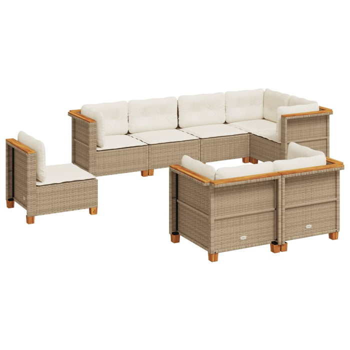 vidaXL Set Divano da Giardino 8 pz con Cuscini Beige in Polyrattan