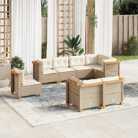 vidaXL Set Divano da Giardino 8 pz con Cuscini Beige in Polyrattan
