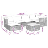 Set Divani da Giardino 7 pz con Cuscini Grigio in Polyrattan