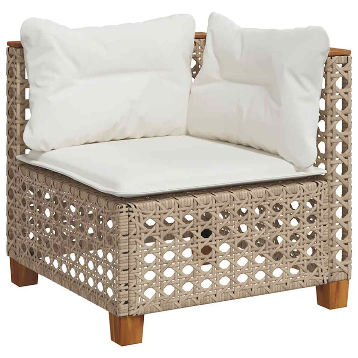 vidaXL Set Divani da Giardino 7 pz con Cuscini Beige in Polyrattan