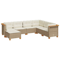 vidaXL Set Divani da Giardino 7 pz con Cuscini Beige in Polyrattan