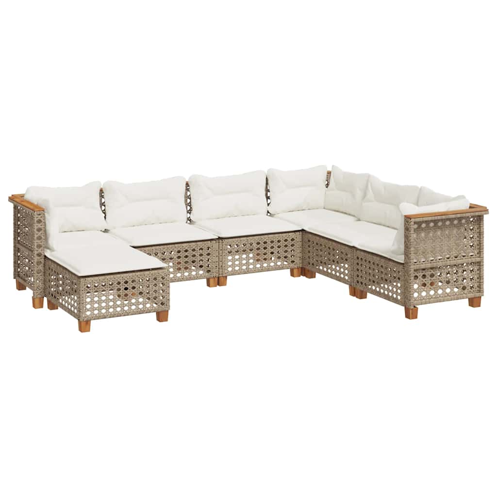vidaXL Set Divani da Giardino 7 pz con Cuscini Beige in Polyrattan