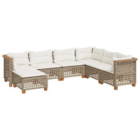 vidaXL Set Divani da Giardino 7 pz con Cuscini Beige in Polyrattan