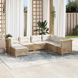 vidaXL Set Divani da Giardino 7 pz con Cuscini Beige in Polyrattan