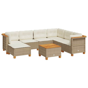vidaXL Set Divano da Giardino 8 pz con Cuscini Beige in Polyrattan