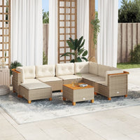 vidaXL Set Divano da Giardino 8 pz con Cuscini Beige in Polyrattan