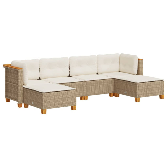 vidaXL Set Divano da Giardino 6 pz con Cuscini Beige in Polyrattan