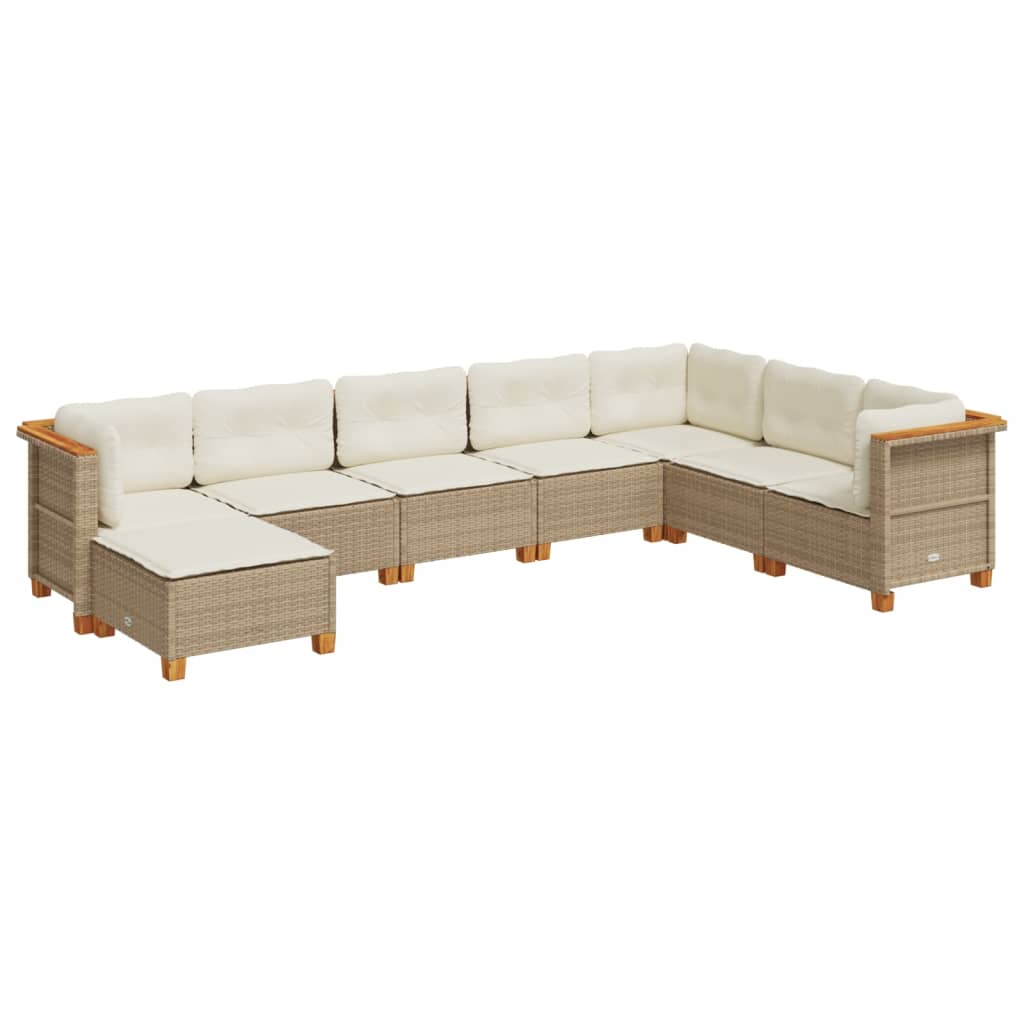 vidaXL Set Divano da Giardino 8 pz con Cuscini Beige in Polyrattan