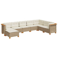 vidaXL Set Divano da Giardino 8 pz con Cuscini Beige in Polyrattan