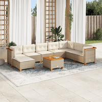 vidaXL Set Divano da Giardino 9 pz con Cuscini Beige in Polyrattan