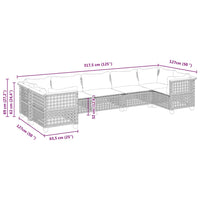 vidaXL Set Divani da Giardino 7 pz con Cuscini Beige in Polyrattan