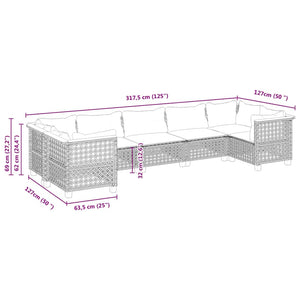 vidaXL Set Divani da Giardino 7 pz con Cuscini Beige in Polyrattan