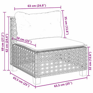vidaXL Set Divani da Giardino 7 pz con Cuscini Beige in Polyrattan