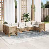 vidaXL Set Divani da Giardino 7 pz con Cuscini Beige in Polyrattan