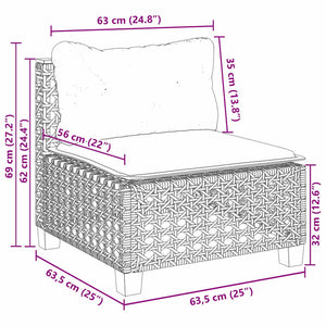 vidaXL Set Divano da Giardino 10 pz con Cuscini Beige in Polyrattan