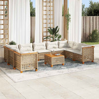 vidaXL Set Divano da Giardino 10 pz con Cuscini Beige in Polyrattan