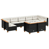 Set Divani da Giardino 9 pz con Cuscini Nero in Polyrattan 3261989