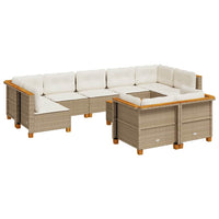vidaXL Set Divano da Giardino 10 pz con Cuscini Beige in Polyrattan