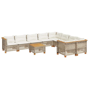 vidaXL Set Divano da Giardino 10 pz con Cuscini Beige in Polyrattan